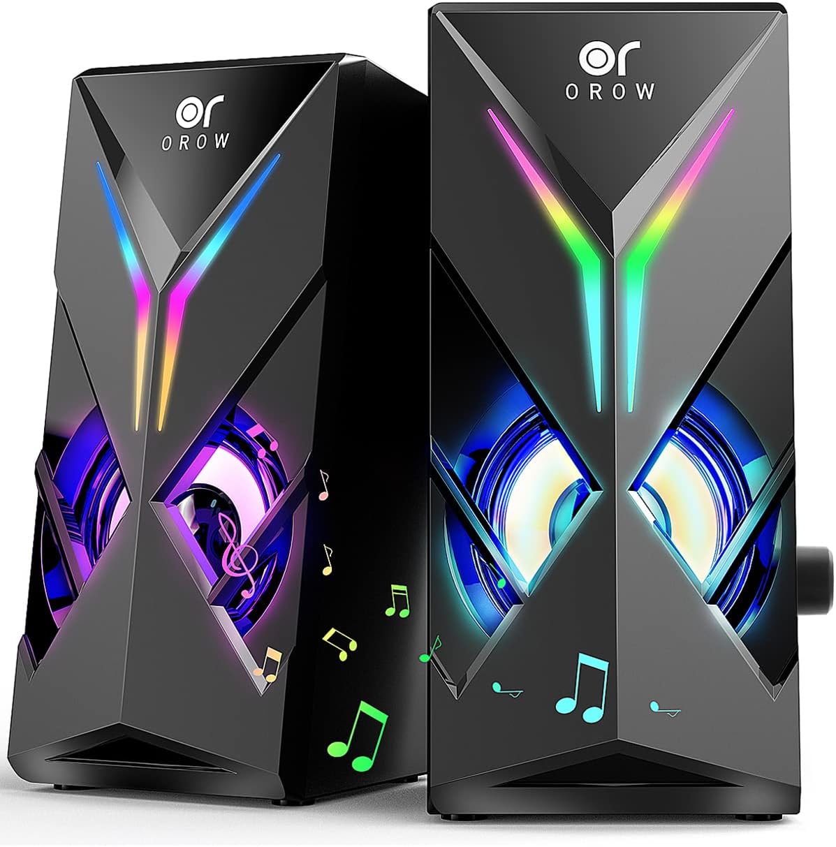 OROROW PC Speaker 10W Output Gaming Speaker Desktop Speaker RGB Speaker Computer Speaker Large Volume Monitor Speaker 3.5mm Input S201