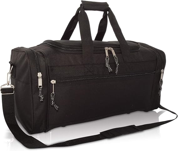 DALIX 21" Blank Sports Duffle Bag Gym Bag Travel Duffel Adjustable Strap in Black