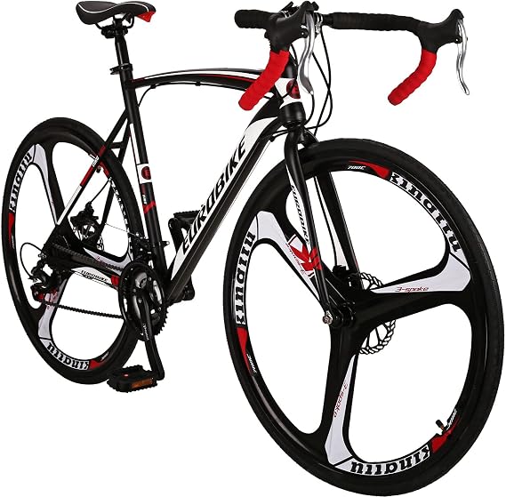 EUROBIKE Road Bike 700C Wheels 21 Speed Dual Disc Brake Bicycle 54cm Frame Bicycle for Men