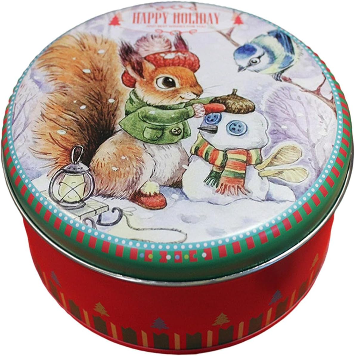 Christmas Tin Gift Box | Round Nesting Tins With Holiday Print Designs | Metal Cookie Box Candy Storage Containers Tinplate Gift Boxes | Metal Tins with Lids for Cookies, Candy, Presents, 5.31"x2.76"