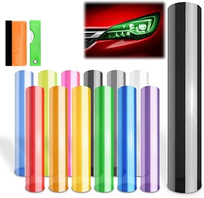 EZAUTO WRAP Free Tool Kit 12x120 1FT x 10FT Glossy Golden Yellow Headlight Taillight Fog Light Side Marker Vinyl Tint Film Self Adhesive