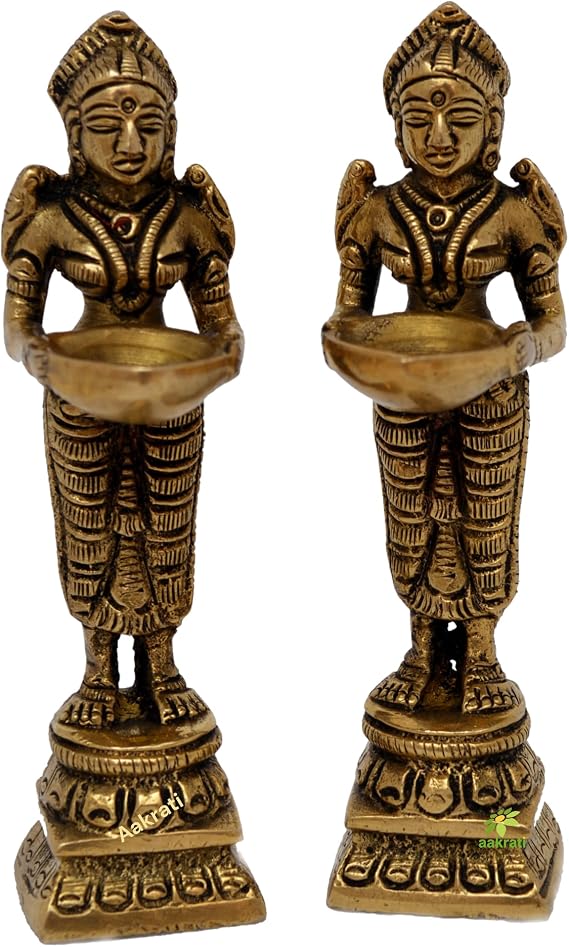 Aakrati Deep Laxmi Set Made of Metal,Brass Statue,Valuable Collectible, Handcrafted Home Decorative 3D Moving