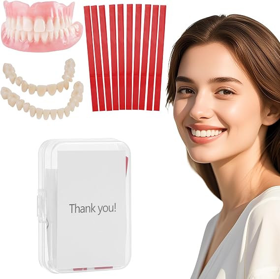 DIY Denture kit Convenient and Easy DIY dentures kit at Home Complete Make Your own dentures Kits for top and Bottom of Temporary Repair Missing Teeth Flesh Colored