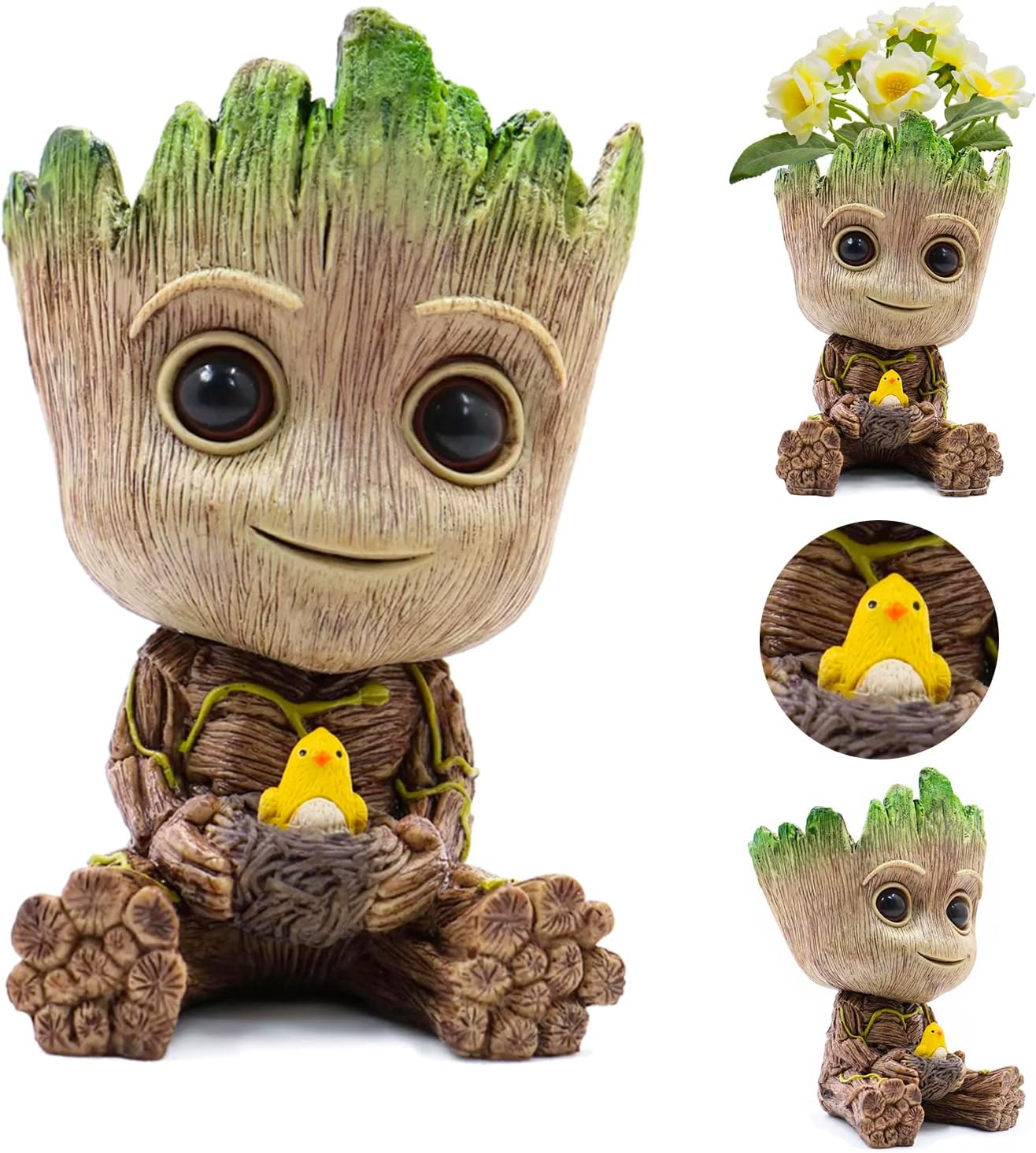 Groot Flowerpot Baby Groot Action Figures Succulent Planter PVC Cute Model Pen Holder with Hole Best Gift for Kids
