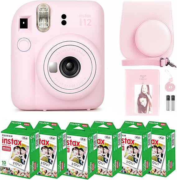 Fujifilm Instax Mini 12 Instant Camera Blossom Pink & 60 Fuji Film Sheets