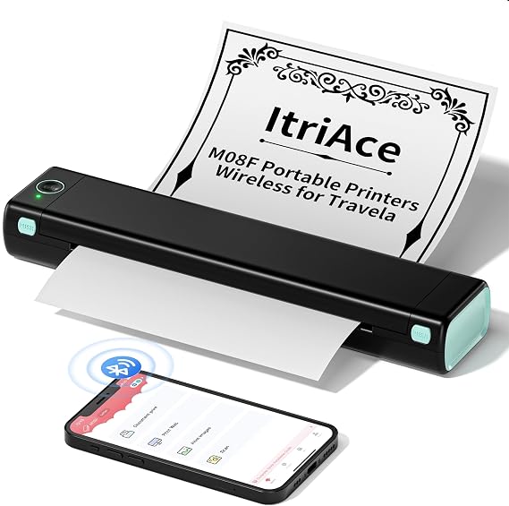 Portable Printers Wireless for Travel, M08F Thermal Inkless Printer