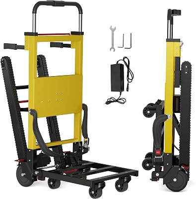 Electric Stair Climbing Dolly, 3 Adjustable Speeds and 485lbs Max Load Capacity, Powered Stair Climber Dolly with 6 Wheels Motor Battery Powered for Furniture Family Logistics Warehouse