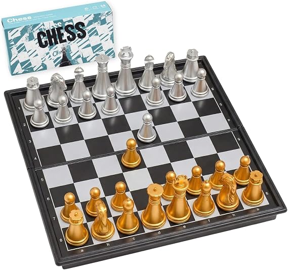 Mini Travel Chess Set Magnetic Vikutu 5.11 Inches Portable Small Folding Chess Board (X-Small)