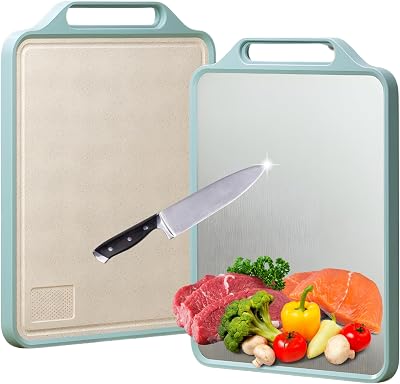 Cutting Board - Boards with Handles, Titanium Cutting Board Stainless Steel Cutting Boards for Kitchen, Durable Chopping Board for Meat, Vegetables, and Food Prep Premium Steel Cutting