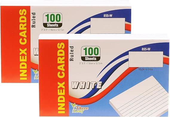 Index Cards, 3x5-Inch, Ruled, White, 100-Count per Package from Northland Wholesale. (2 Packs of 100)