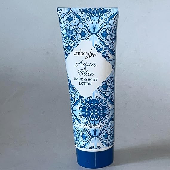 Amber Glow Aqua Blue Hand & Body Lotion, Deeply Hydrating, 7.98 Fl Oz