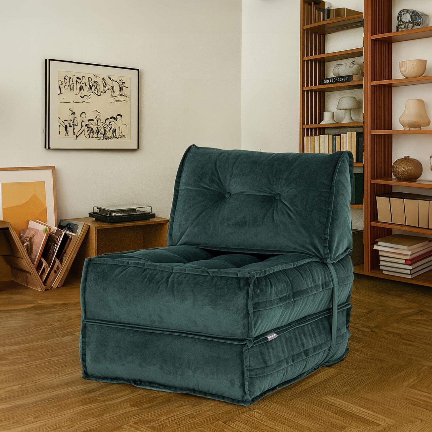 Homedius Mocca Double Folding Bed Extension Chair Oil Green