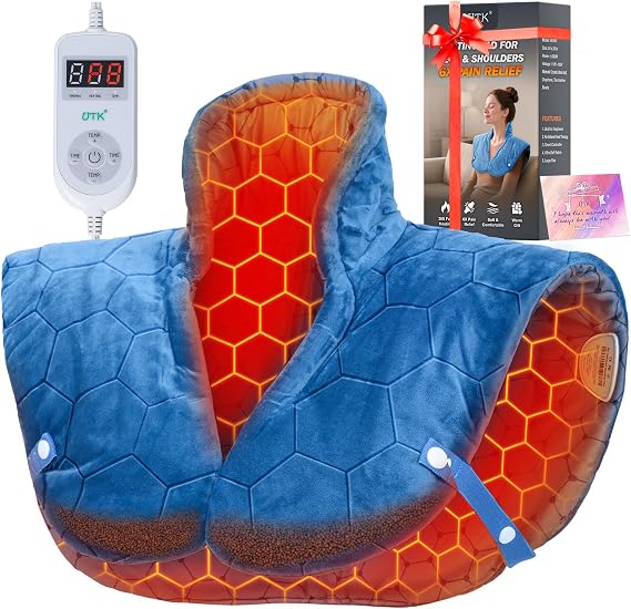 Nalax 30s Fast Heating Pad, 6X Deeper Pain Relief heating pad for neck and shoulders and back, 8 Heat Options Max 159℉,4H Auto Off, Extra Large 24"x20"with Memory Function,Gift for Women Men Christmas