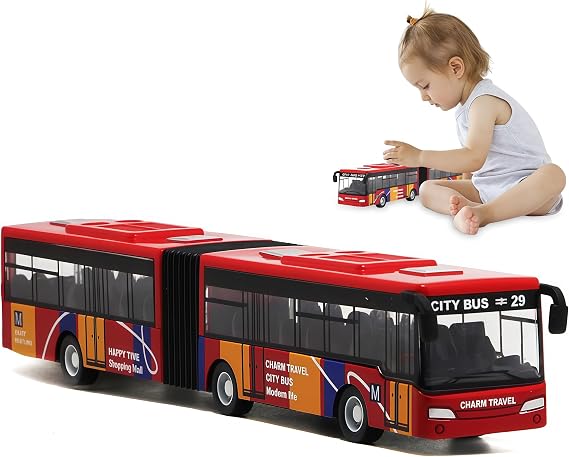 Model Bus，Diecast Pull-Back Bus Toy，Friction Powered Vehicle Bus Toy ，Model Kids Gifts (Red)