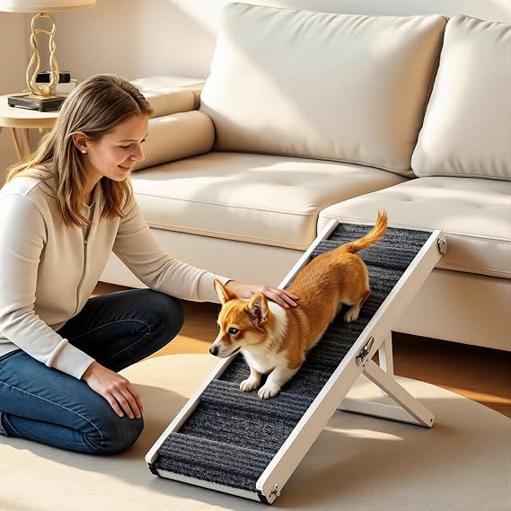 Pawaboo Dog Ramp for Couch Foldable, 5 Ajustable Height from 9.8" to 20.5"