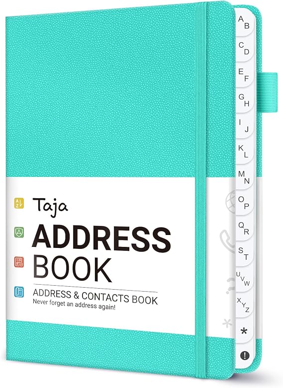 Taja Address Book with Alphabetical Tabs, Address Contact Book for Seniors