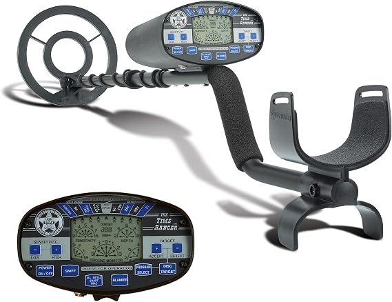 Bounty Hunter Time Ranger Metal Detector for Adults Waterproof Coil, LCD Display, 4 Modes, Pinpoint, Target ID, Ground Balance Detects Gold, Coins & Relics Made in USA