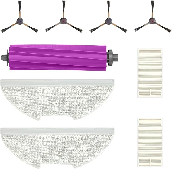 Eureka Authentic Replacement Parts Accessories Compatible for E20 Plus Robot Vacuum Cleaner, Replacement Kit Include: 1 Roller Brush + 2 HEPA Filter + 4 Edge-Sweeping Brush + 2 Mop Pad