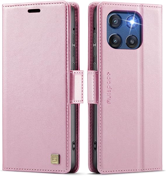 HXY Wallet Case for Motorola Moto G Stylus 5G 2026/Moto G Stylus 5G 2025, Magnetic Protect PU Leather Flip Case for Men Women with RFID Blocking Card Holder Shockproof Protection Cover - Pink