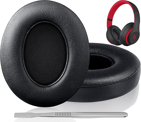 FEYCH Beats Studio Replacement Earpads for Beats Studio 3 &Beats Studio 2 (B0500/ B0501) 2 Pieces Noise Isolation Comfortable Memory Foam Ear Cushions (Black)