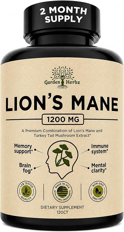 Lion's Mane Mushroom Brain Supplement Capsules - Memory, Focus & Brain Fog