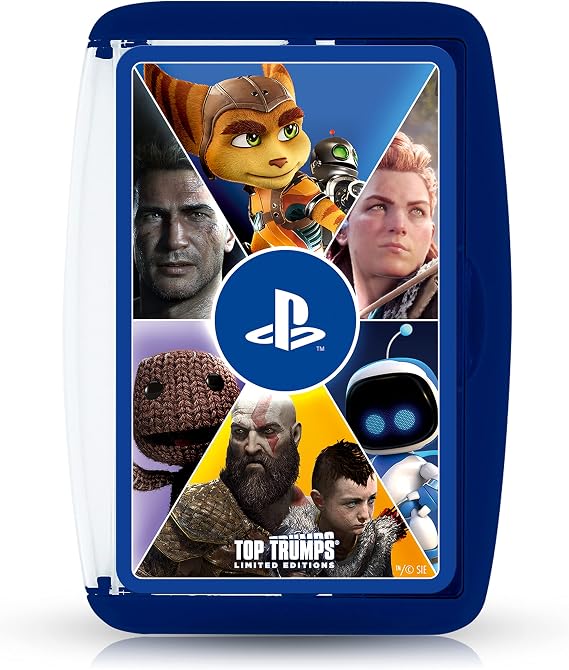 Top Trumps PlayStation Limited Edition Card Game, 30 of Sony's videogames in one deck, Play with Kratos from God of War, Abby from The Last of Us II and Bloodborne's Hunter, players aged 18 plus