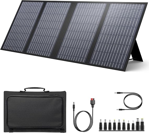 Portable Solar Panel, 60W Foldable Solar Panel Charger for Portable Generator Power Station,  with Adjustable Kickstands, DC 18V Output, USB 3.0 and Type-C Ports for Camping Traveling Van RV Trip