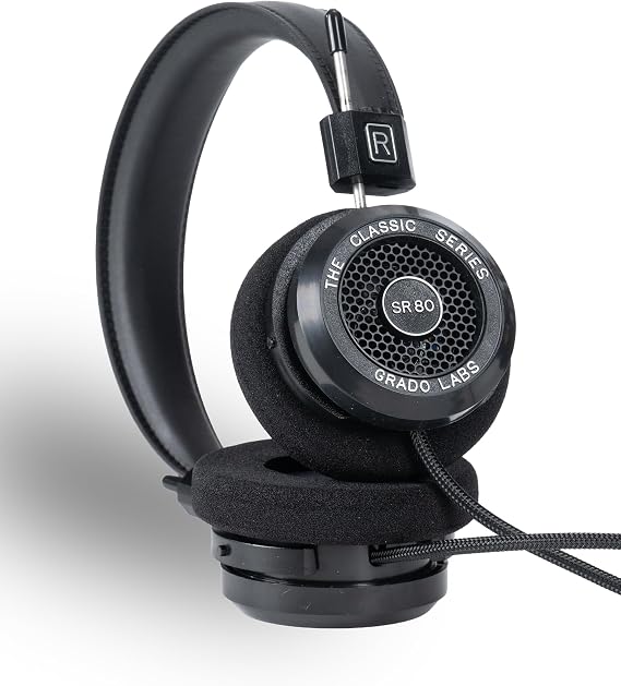 GRADO Classic Series SR80 Wired Open-Back Over-Ear Headphones Home Listening, Natural Sound, Lightweight Design