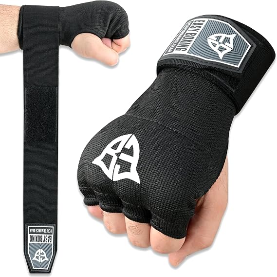 Inner Gel Gloves, Hook and Loop Closure, Breathable Wrist Wraps for Boxing and MMA Training, Black, 75cm