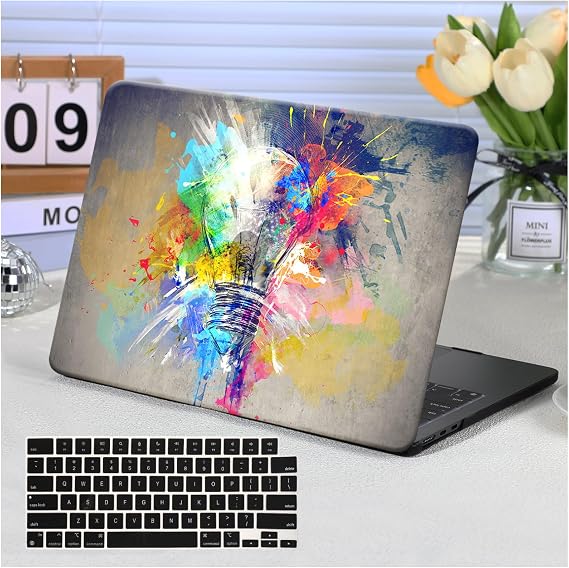 Funut for MacBook Air 13 inch Case M5 M4 M3 M2 2026 2025-2022 A3449 A3240 A3113 A2681, Funut Plastic Laptop Hard Shell Case & Keyboard Cover for M5 MacBook Air 13 inch,11Creative Lamp