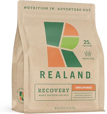 Whey Protein Isolate - Grass-Fed Protein Powder for Recovery - 22g of Protein - 17 Servings (One Size, Unflavored)