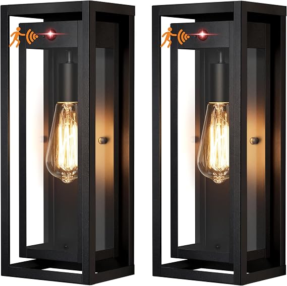 15" Motion Sensor Outdoor Wall Lights, Outdoor Sconces, 2 Pack