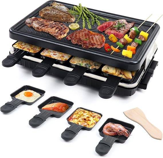 Raclette Grill, Raclette Table Grill, Korean BBQ Grill Indoor, 8 Trays