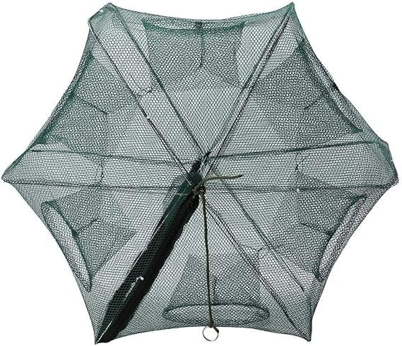 6 Holes Fish Traps Automatic Fishing Net Shrimp Cage Nylon Foldable Crab Fish Trap Cast for Fish Shrimp Minnow Crayfish
