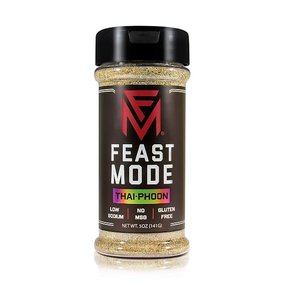 Thai Phoon - Feast Mode Flavors - Low Sodium, No MSG, Gluten Free, All Natural, Meal Prep Seasoning, Onion, Lemon Powder, Crushed Red Pepper
