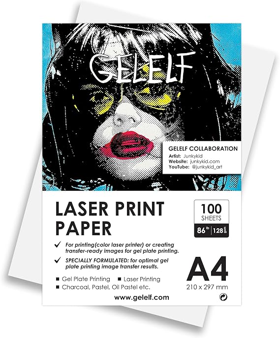 A4 Laser Print Paper 100 Sheets (128g) for DIY Printing or Creating Transfer-Ready Images for Gel Plate making Arts, Monoprinting, Block Printing-Artist Paper