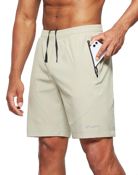 Pudolla Men's Workout Running Shorts 5"/7"/9" Lightweight Gym Athletic Shorts for Men with Zipper Pockets