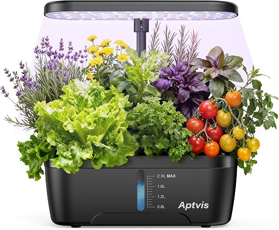 Hydroponics Growing System, 6 Pods Smart Indoor Herb Garden - Black