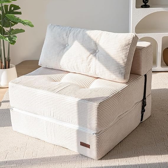 MAXYOYO Folding Sofa Bed, Convertible Sofa Bed with High-Density Support Foam, Portable 4 in 1 Fold Out Chair to Floor Lounger, Versatile Floor Couch for Living Room Bedroom
