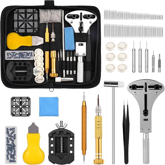 Watch Repair Kit, Watch Battery Replacement Tool Kit, Watch Link Removal Tool Kit, Watch Band Link Pin Tool Set with Carrying Case