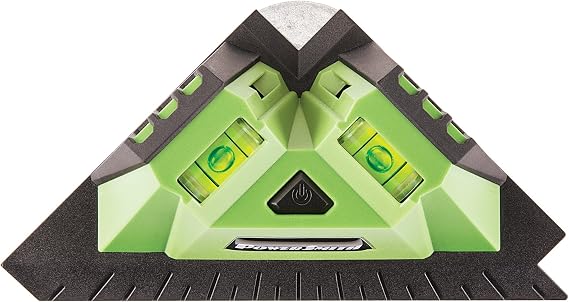 PowerSmith Tile and Flooring Laser Square with Two 90 Laser Lines, Two Built-In Bubble Vials, Wall Mount Plate, and Batteries PLTS07