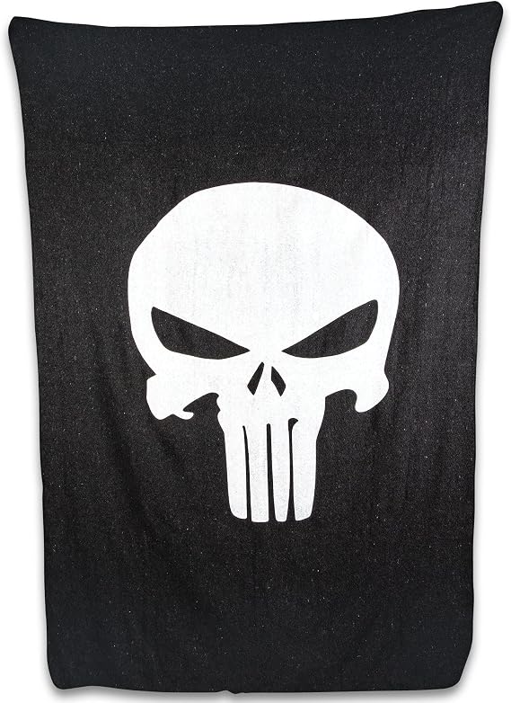 BUDK Skull Wool Blanket - 50% Wool Construction, Stitched Edges | Retains Insulation When Wet, Dimensions 49x 77