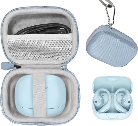 Case for Soundcore by Anker AeroFit Pro, AeroFit Open-Ear Headphones, Travel organizing case for Charging case and Neckband (Blue)