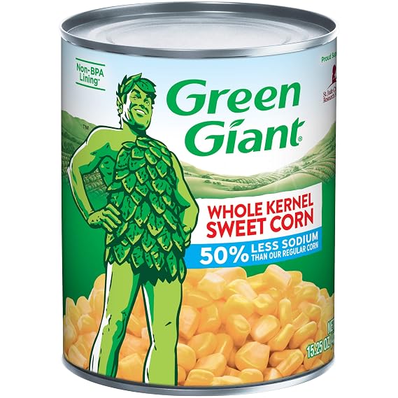 Green Giant 50% Less Sodium Whole Kernel Sweet Corn, 15.25 Ounce Can (Pack of 12)
