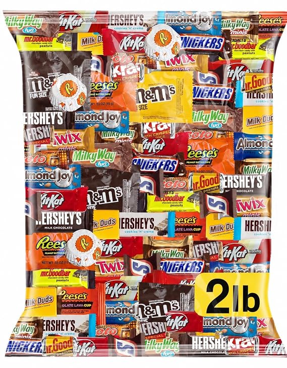 Assorted Chocolate Candy Variety Pack 2 LB Bulk Bag, 90 Ct Fun Size Mix | Individually Wrapped Milk & Dark Chocolate, Peanut Butter Cups, Wafers - for Goodie Bags, Parties, Office Snacks & Gifting