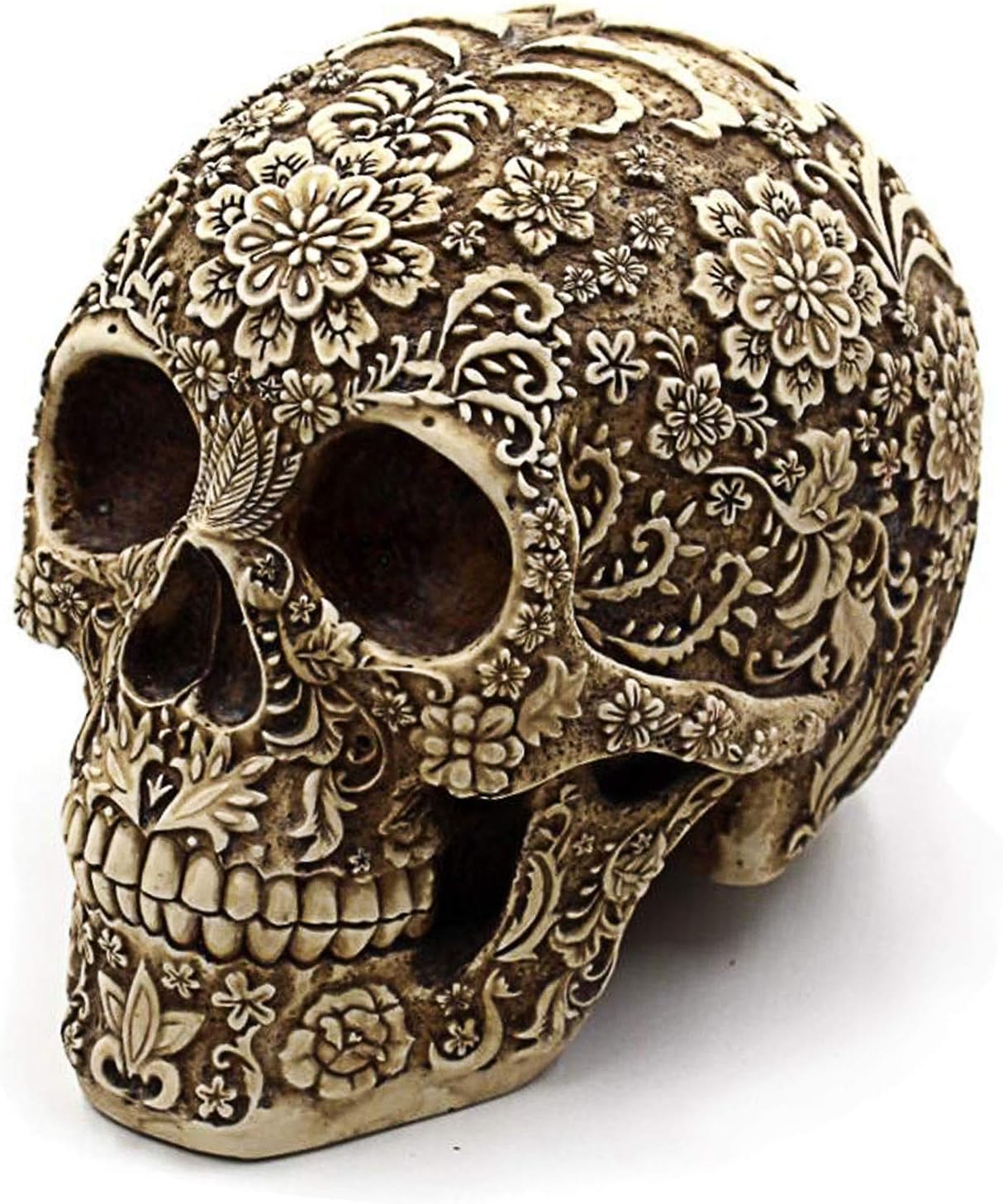 wynameleri ujoy Creative Skull Flowers Sculpture 8.1 Human Head Skeleton Statue Collectible Halloween Decoration Home Decor