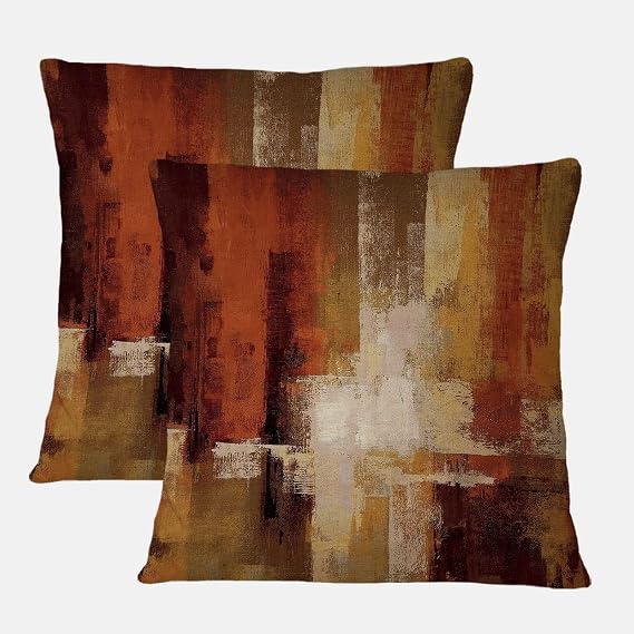 Burnt Orange Abstract Pillow Covers 18x18, Set of 2