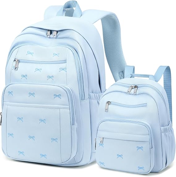 DIGOBAY Backpack for Girls, 2PCS Embroidered Girls Bookbag with Mini Bag