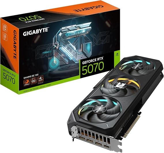 Gigabyte GeForce RTX 5070 GAMING OC 12G Graphics Card - 12GB GDDR7, 192bit, PCI-E 5.0, 2625 MHz Core Clock, 3 x DP 2.1a, 1 x HDMI 2.1b, NVIDIA DLSS 4, GV-N5070GAMING OC-12GD