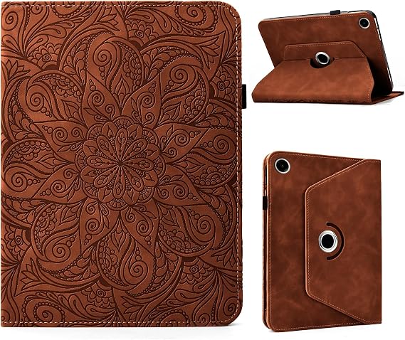 ONETHEFUL Rotating Case for Samsung Galaxy Tab A11 Plus 2025 /A9 Plus 2023 & A11+/A9+ 11 Inch - PU Leather Tablet Case 360 Degree with Stand Function, Card Slots & Pen Case, Brown